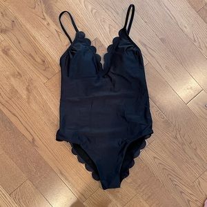 Xhileration one piece swim black scalloped